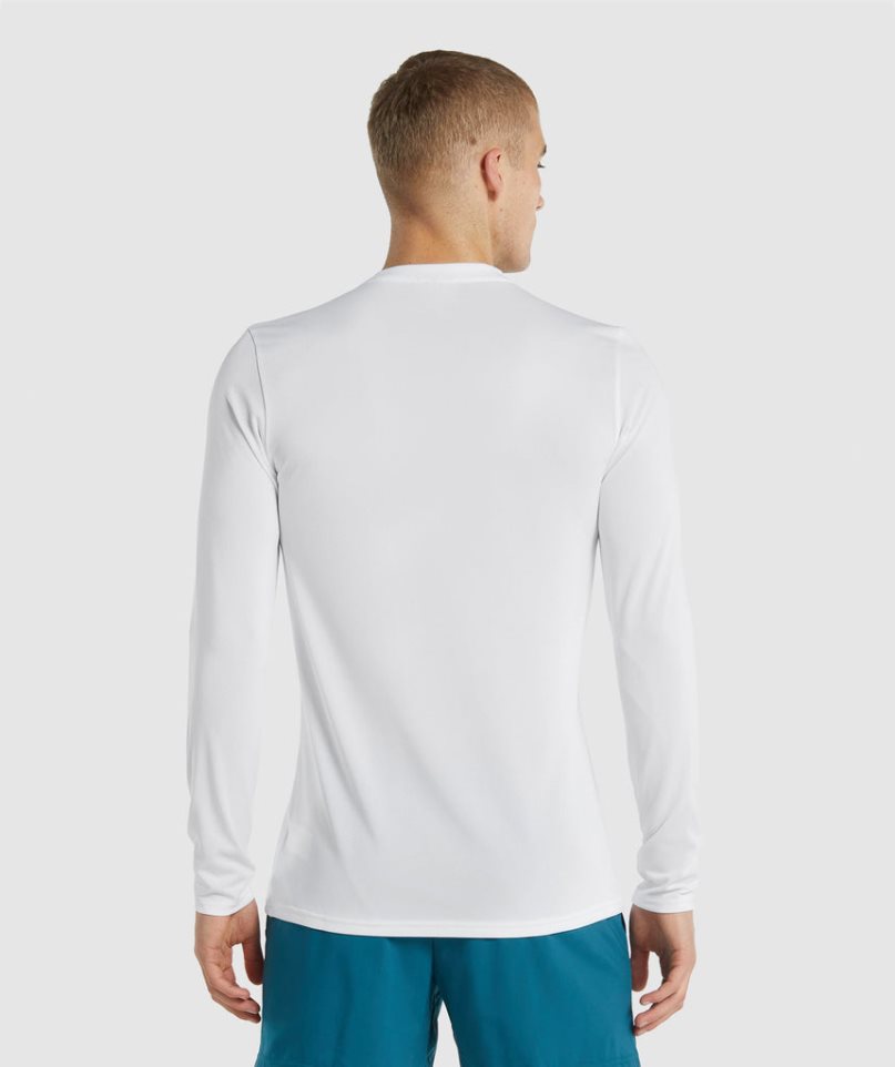 Koszulki Gymshark Arrival Long Sleeve Męskie Białe | PL 034WBY